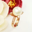 【蕾帝兒】女神白色貝珠戒指(玫瑰金色)