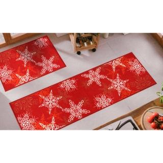 【範登伯格】聖誕雪花歡樂踏墊+走道毯-二入組(40x60cm+40x120cm)
