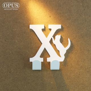 【OPUS 東齊金工】歐式鐵藝壁飾掛勾/無痕掛鉤/掛衣架/廚房衛浴收納(HO-ca10-XW 當貓咪遇上字母X)
