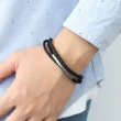 【玖飾時尚】手環 真皮黑色三線磁扣手環(手環)