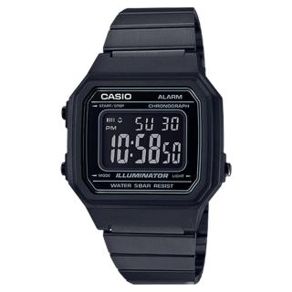 【CASIO 卡西歐】中性錶 男錶 不鏽鋼錶帶 黑 防水 全自動日曆(B650WB-1B)