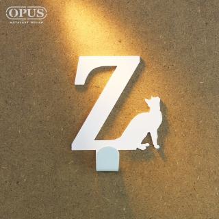 【OPUS 東齊金工】歐式鐵藝壁飾掛勾/無痕掛鉤/掛衣架/廚房衛浴收納(HO-ca10-ZW 當貓咪遇上字母Z)