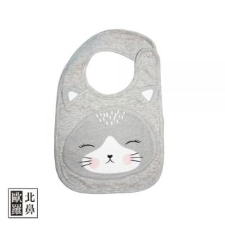 【Mister Fly】寶寶可愛動物造型圍兜 小貓(特殊柔軟雙面織法 舒適透氣)