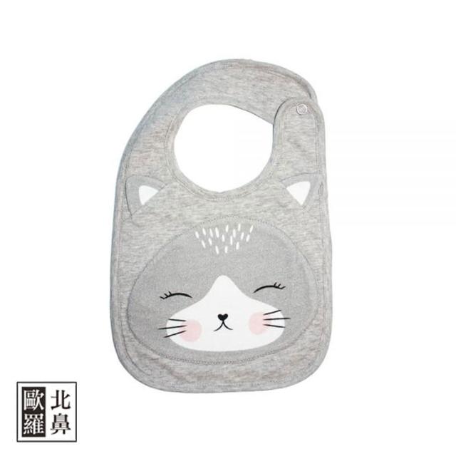 【Mister Fly】寶寶可愛動物造型圍兜 小貓(特殊柔軟雙面織法 舒適透氣)