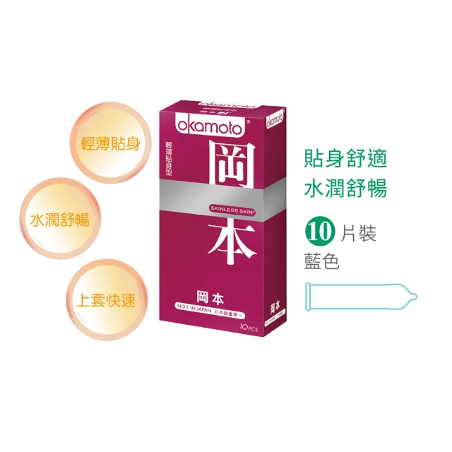【Okamoto岡本】Skinless Skin 輕薄貼身保險套10入*3盒(共30入)