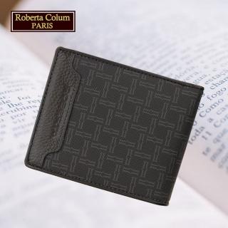 【Roberta Colum】諾貝達專櫃皮夾 牛皮配乳膠短夾 短版皮夾(28904-黑色)