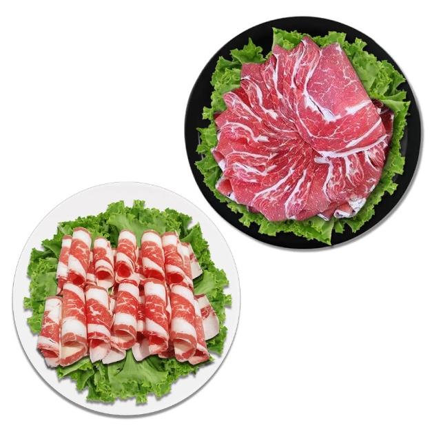 【饗讚】買6送6-美國牛五花肉片+霜降牛肉片6包組(150G-共12包/中秋烤肉/火鍋/燒烤)