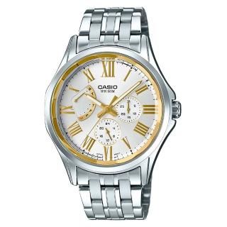 【CASIO 卡西歐】賽車儀表板設計帥氣風格石英腕錶(MTP-E311DY-7A)