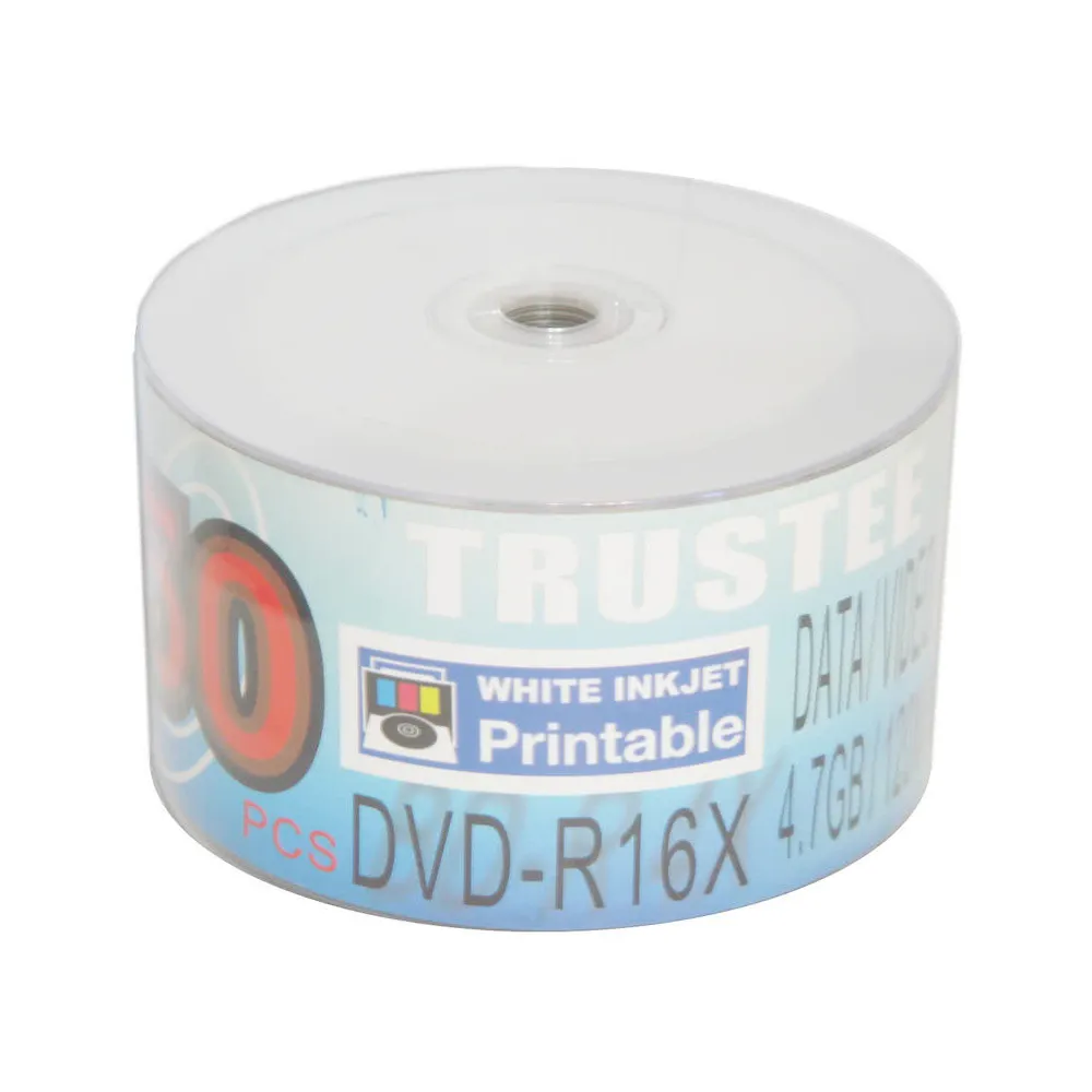【霧面滿版可印片】台灣製造 A級 TRUSTEE printable DVD-R 16X可印式空白燒錄片(100片)