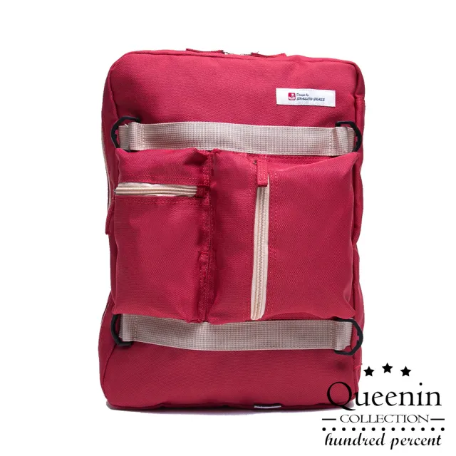 【DF Queenin】韓版旅遊系多功能收納2用式後背包-共3色