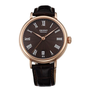 【ORIENT 東方錶】ELEGANT系列 羅馬假期復古機械錶 皮帶款  咖啡色 - 37.5mm(FER2K001T)