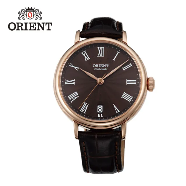 【ORIENT 東方錶】ELEGANT系列 羅馬假期復古機械錶 皮帶款  咖啡色 - 37.5mm(FER2K001T)
