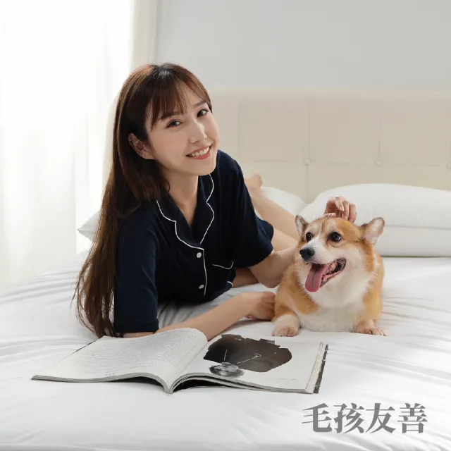 【EverSoft 寶貝墊】Nano銀離子抗菌 萌寵物必備 100%防蟎防水透氣雙效合一床包式保潔墊(雙人特大180x210cm)