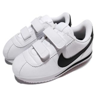 【NIKE 耐吉】Cortez Basic SL TDV 童鞋 低筒 阿甘鞋 魔鬼氈 復古 推薦 女 白 黑(904769-102)