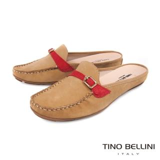 【TINO BELLINI 貝里尼】巴西進口休閒莫卡辛MIX穆勒平底鞋A83046(淺駝)