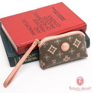 【Roberto Mocali】義大利諾貝兔茉綠花紋手拿零錢小包