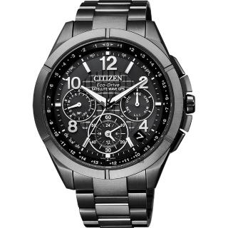 【CITIZEN 星辰】光動能鈦GPS衛星對時手錶-黑/43mm 送行動電源 開學(CC9075-52F)