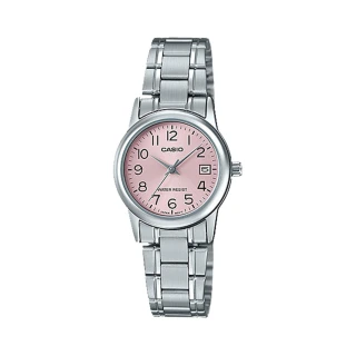 【CASIO 卡西歐】指針女錶 不鏽鋼錶帶  防水 日期顯示(LTP-V002D-4B)