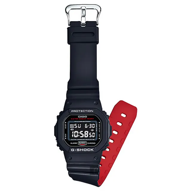 【CASIO 卡西歐】G-SHOCK 經典人氣電子錶-紅黑 畢業禮物(DW-5600HR-1)