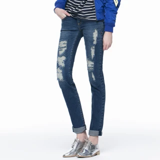 【BRAPPERS】女款 新美腳Royal系列-女用中低腰彈性窄管褲(藍)