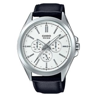 【CASIO 卡西歐】三眼男錶 皮革錶帶 防水50米 滑動式秒針(MTP-SW300L-7A)