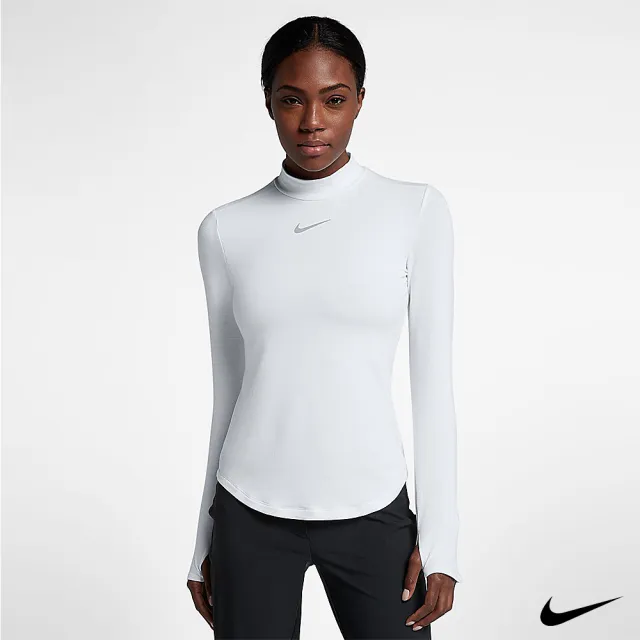 【NIKE 耐吉】Nike Golf 女 高領運動薄長袖上衣(白855229-100)