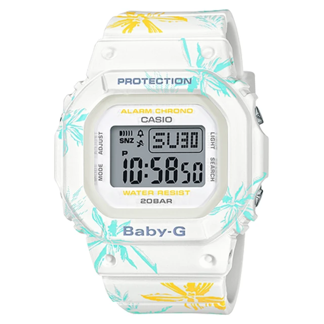 【CASIO 卡西歐】美國西岸海灘風情 電子女錶 樹脂錶帶 白色錶面(BGD-560CF-7D)