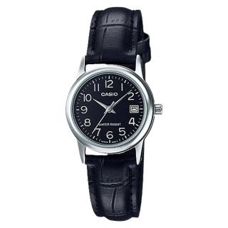 【CASIO 卡西歐】指標女錶 皮革錶帶 防水 日期顯示(LTP-V002L-1B)