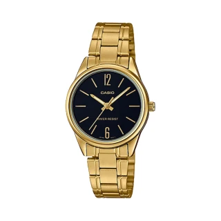 【CASIO 卡西歐】指針女錶 不鏽鋼錶帶 防水(LTP-V005G-1B)