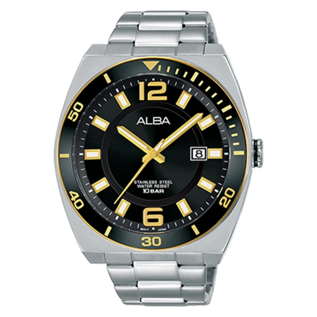 【ALBA】送禮首選 英男錶 不鏽鋼錶帶 黑 防水100米 日期顯示(AS9D06X1)