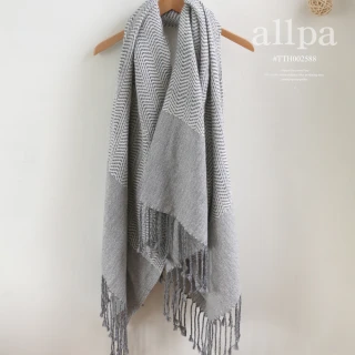 【Allpa】祕魯手工製珍稀羊駝披肩 大尺寸圍巾(布魯灰)