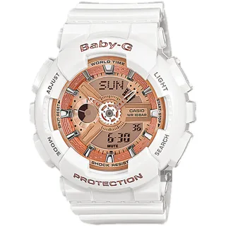 【CASIO 卡西歐】Baby-G 人氣經典率性手錶-玫瑰金x白 新年禮物(BA-110-7A1)