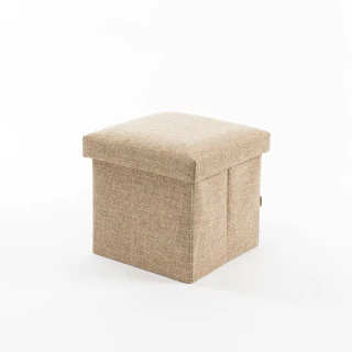 27L日式棉麻素面摺疊收納沙發椅 收納箱 收納盒 置物桶 折疊收納凳 30x30x30CM