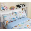 【Fotex芙特斯】兔兔嘉年華粉藍-雙人5尺床包組 含二件成人枕套(100%精梳棉床包組)