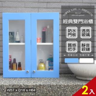 【Abis】經典雙門防水塑鋼浴櫃/置物櫃(2色可選-2入)