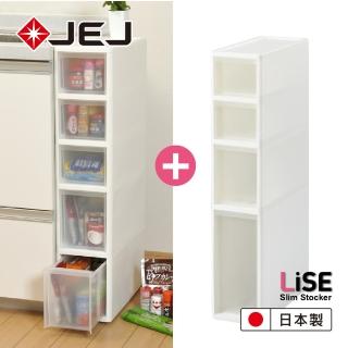 【JEJ ASTAGE】SLIM移動式抽屜隙縫櫃-18cm寬 2入組(淺2深1超深1層+淺3層深2層)