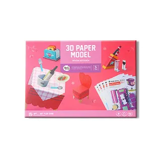 【JoanMiro】兒童3D立體手作折紙模型-廚房主題(含兒童口紅膠一隻)