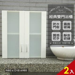 【Abis】經典霧面雙門防水塑鋼浴櫃/置物櫃(白色-2入)