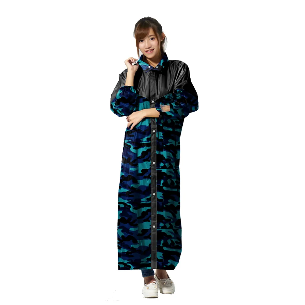 【TDN】迷彩偽裝前開雨衣 超防水連身雨衣(加厚無臭味反光條機車雨衣EK4289)