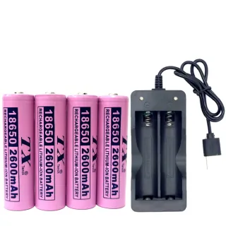【TX特林】18650鋰充電池2600mAh-4入+USB充電器(2600-4+USB)