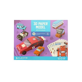 【JoanMiro】兒童3D立體手作折紙模型-汽車主題(含兒童口紅膠一隻)
