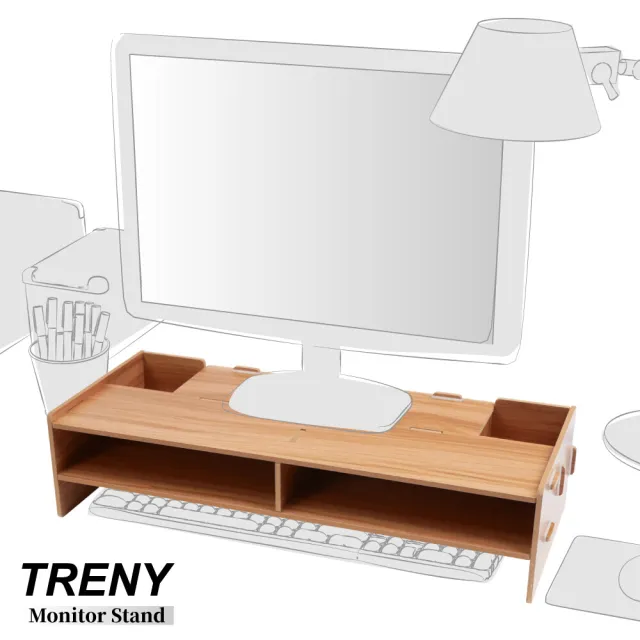 【TRENY】加厚基本-電腦螢幕增高架-櫻桃木(螢幕架 鍵盤架)