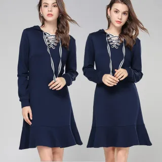 【麗質達人】79133藍色綁帶洋裝(特價商品)