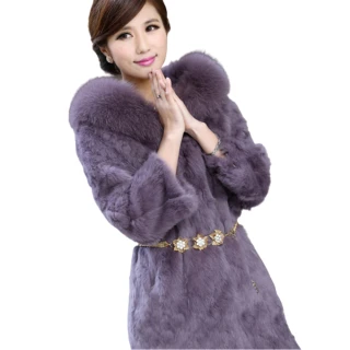【A3】時尚奢華 狐狸毛領皮草外套(黑色、紫色、酒紅)