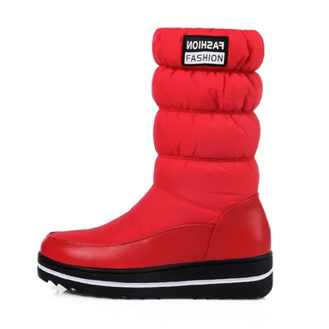 【Taroko】秋冬保暖舒適素面羽絨套腳中筒靴(黑色紅色藍色3色可選)