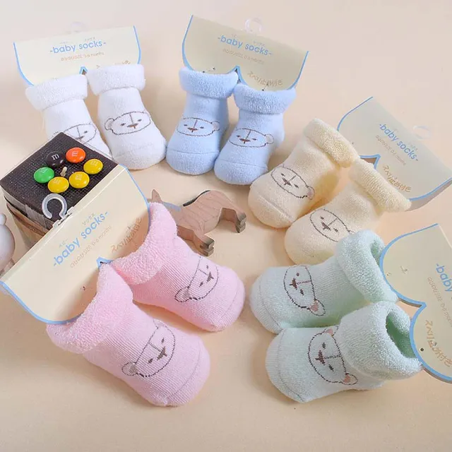 【kiret】日本 手工小熊 嬰幼保暖棉襪-3雙組(嬰兒襪 寶寶襪 童襪 新生兒襪 彌月 兒童襪 厚襪)