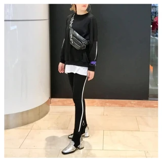【BBHONEY】韓國空運時尚寬鬆蝙蝠袖上衣撞色拼接下擺休閒二件式運動套裝(網美必備款)
