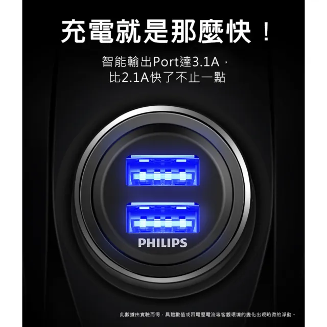 【Philips 飛利浦】全金屬迷你車充(DLP3520N)