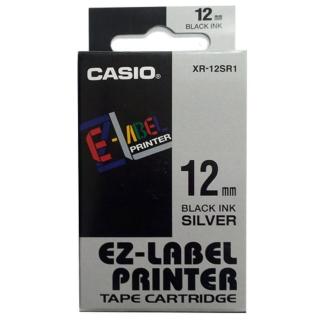 【CASIO 卡西歐】標籤機專用色帶-12mm銀底黑字(XR-12SR1)