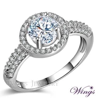 【WINGS】八心八箭 戒指 女王 璀璨方晶鋯石華麗擬真鑽戒(送禮 飾品 母親節 母親節禮物 禮盒 輕奢 質感)